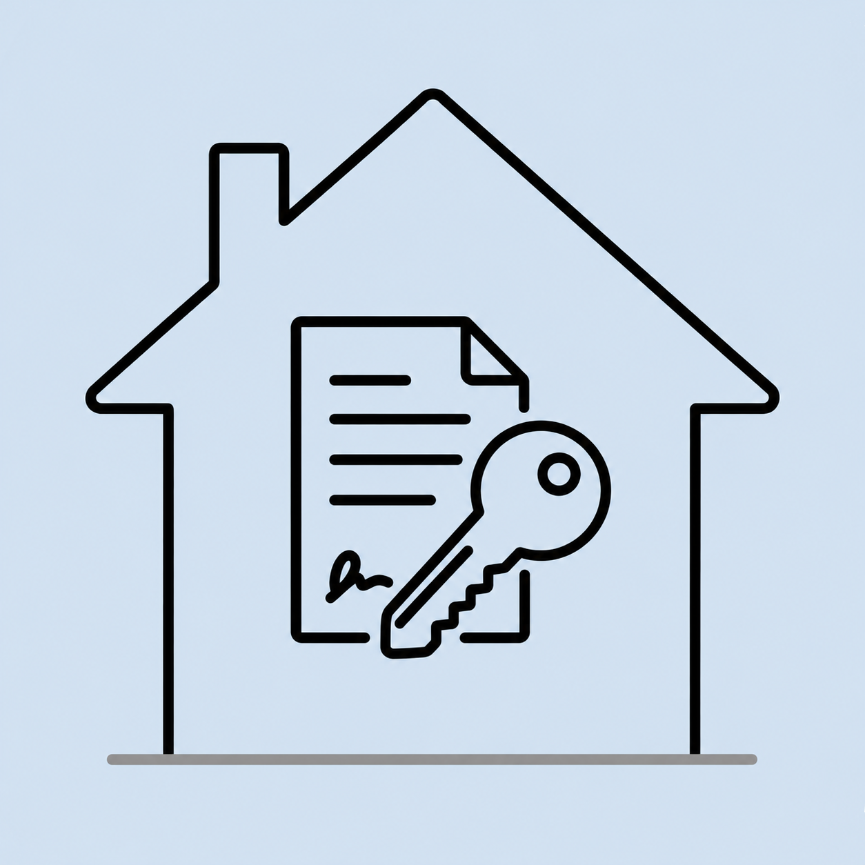 Immobilienverkauf, Darstellung des Verkaufs einer Immobilie oder eines Grundstücks mit erfolgreichem Vertragsabschluss.